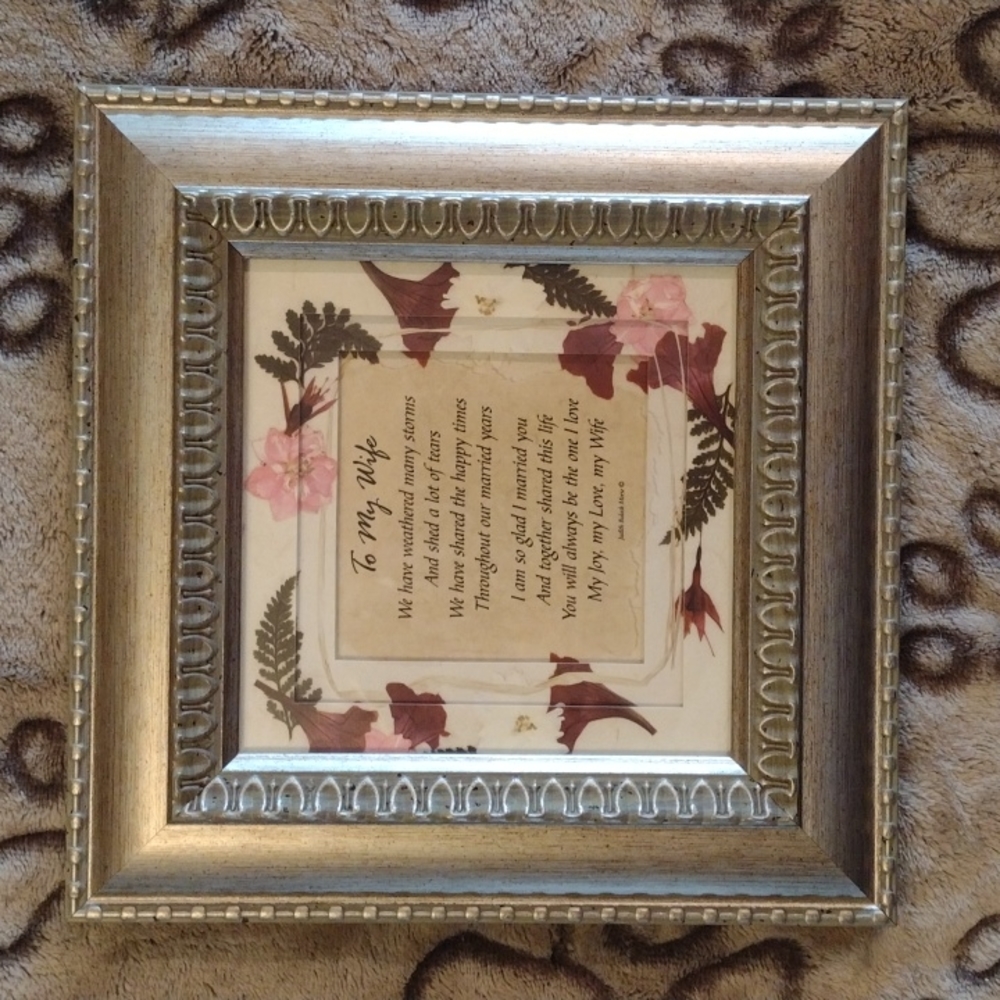 To My Wife 8 x 8 inch Framed Poem like new by Creative Products